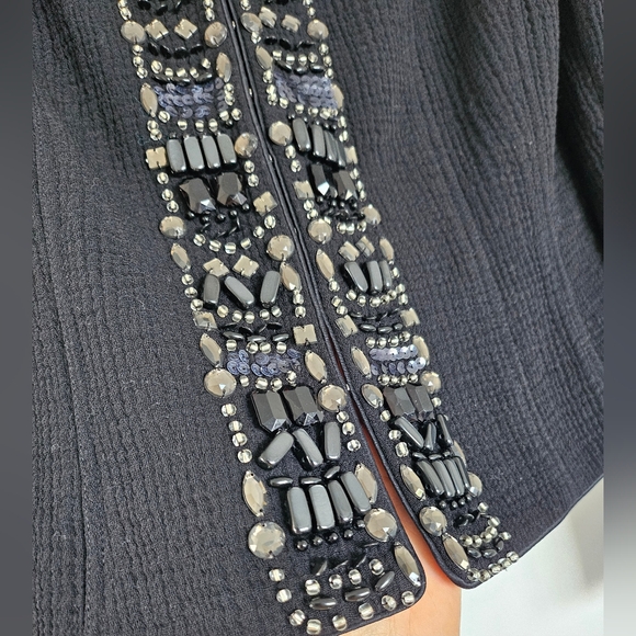Rickie Freeman Teri Jon Black 100% Wool Jacket Womens Stones Beaded Formal Sz 6 - Picture 7 of 16